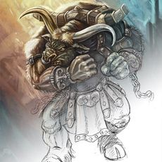 Dennis Lohausen - "Minotaurus" unveröffentliche Illustration - Entstehung: 2016 / Medium: digitale Illustration mit Adobe Photoshop / Skizze: Kugelschreiber auf Papier